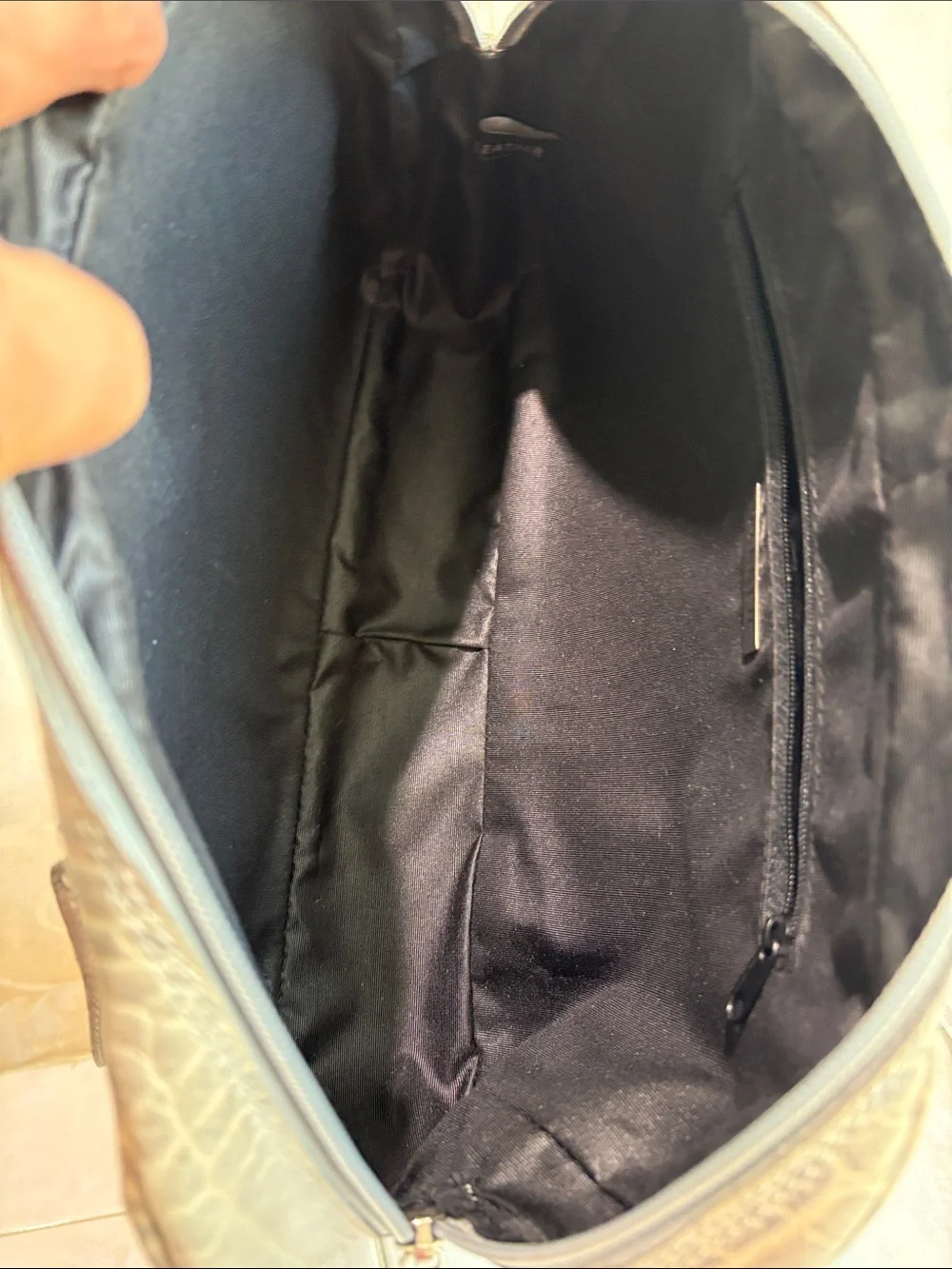 Tanner, Made in Italy ,Croc-Embossed Taupe/Gray Leather Top-zip Satchel
